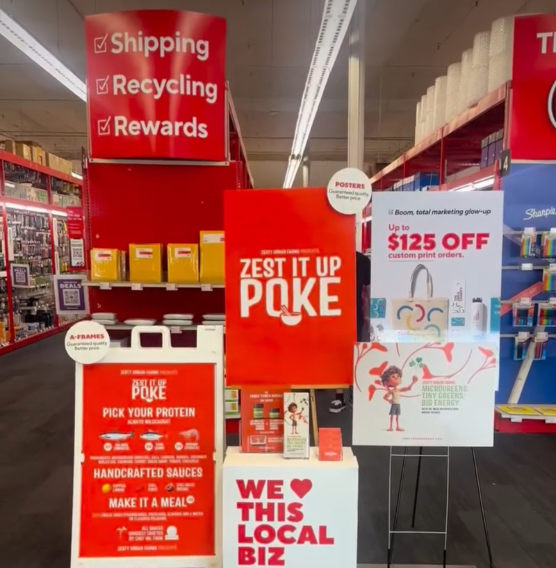 Featured in Staples.
